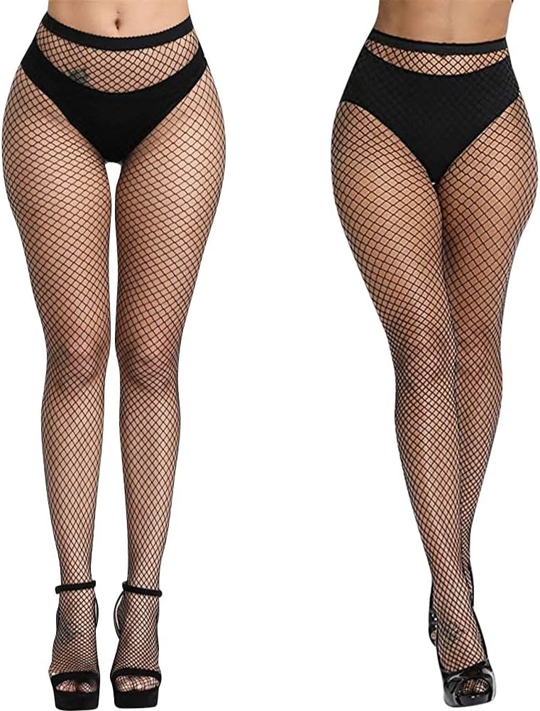 Aomig Collants Résille Femme taille haute